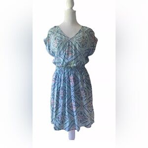 Pink Rose Size S Pullover Cottage Core Blouson Dress Mint Elastic Waist‎ Pockets